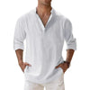 Men's Lightweight Long-Sleeve Henley Cotton-Linen Shirts