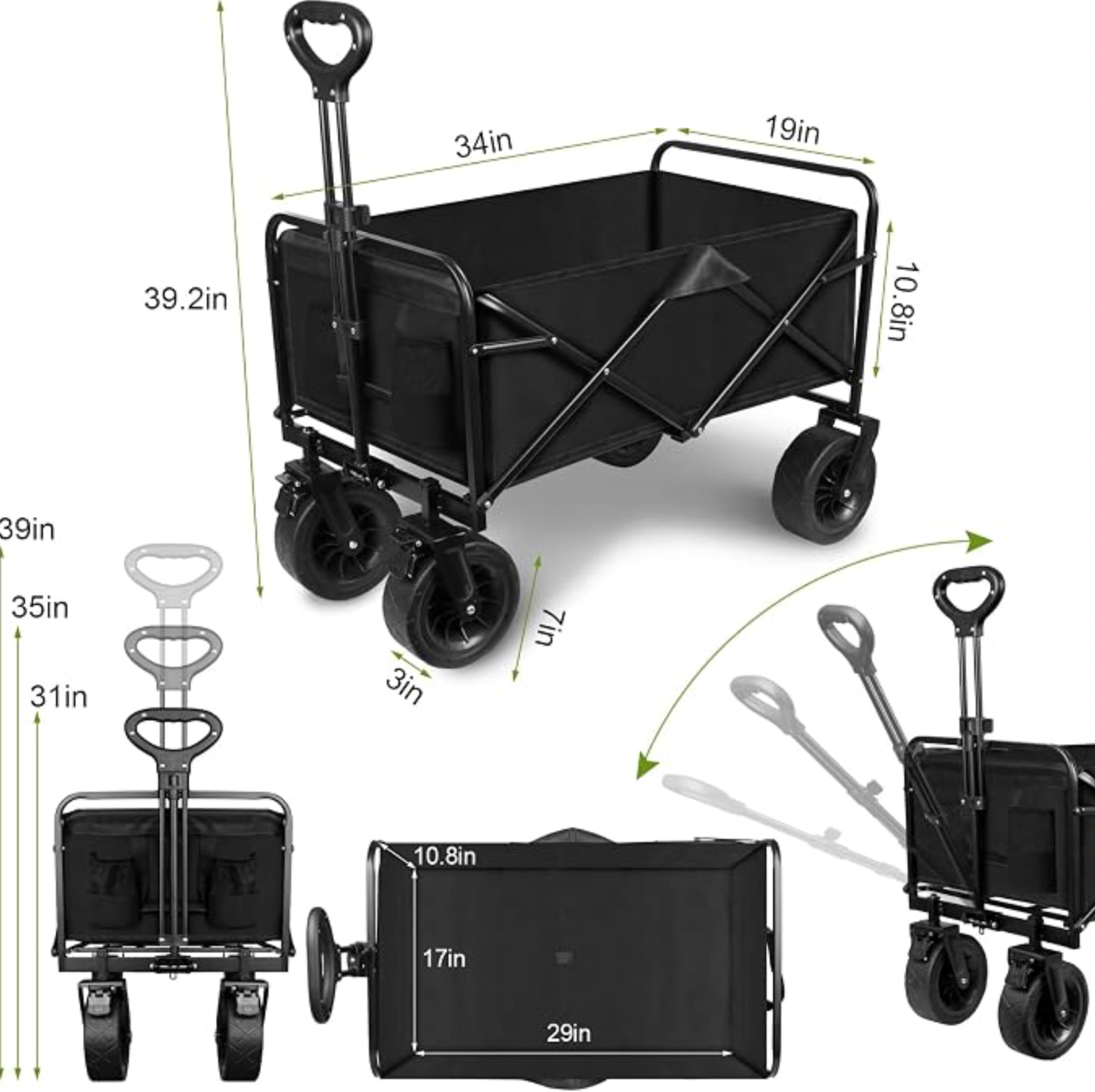 Folding Multi-Use Cart with All-Terrain Wheels