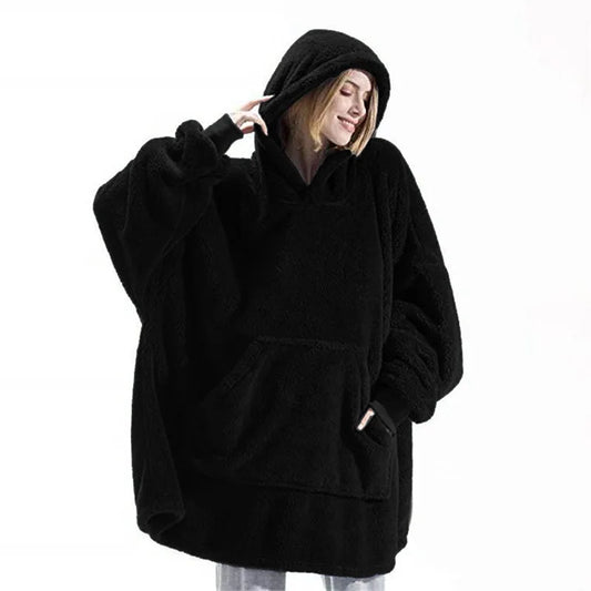 Women's Reversible Winter Fleece Hooded Blanket