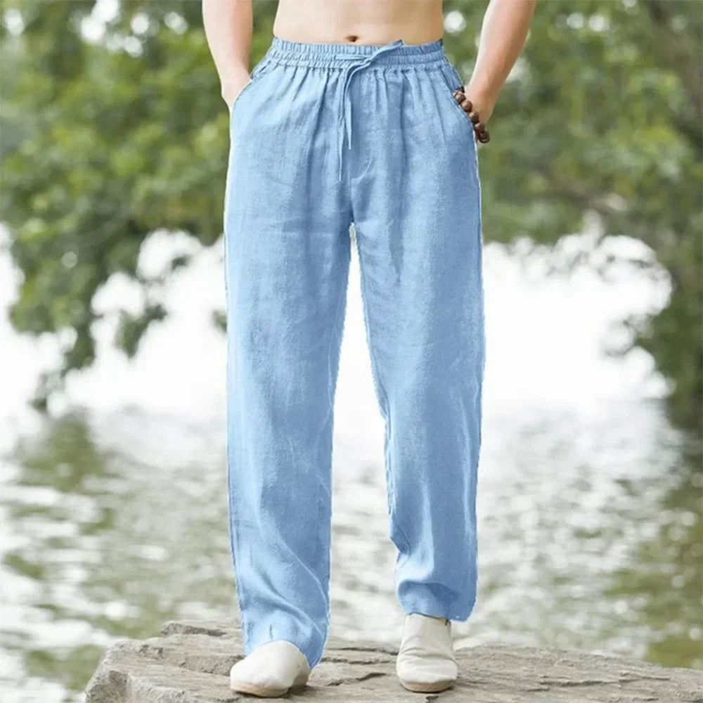 Men's Oversized Summer Cotton-Linen Wide-Leg Pants