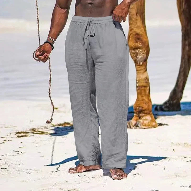 Men's Oversized Summer Cotton-Linen Wide-Leg Pants
