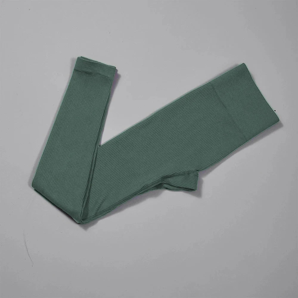 Women's High-Waisted Ribbed Yoga Leggings for Gym and Sport