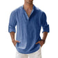 Men's Lightweight Long-Sleeve Henley Cotton-Linen Shirts