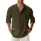 Men's Lightweight Long-Sleeve Henley Cotton-Linen Shirts