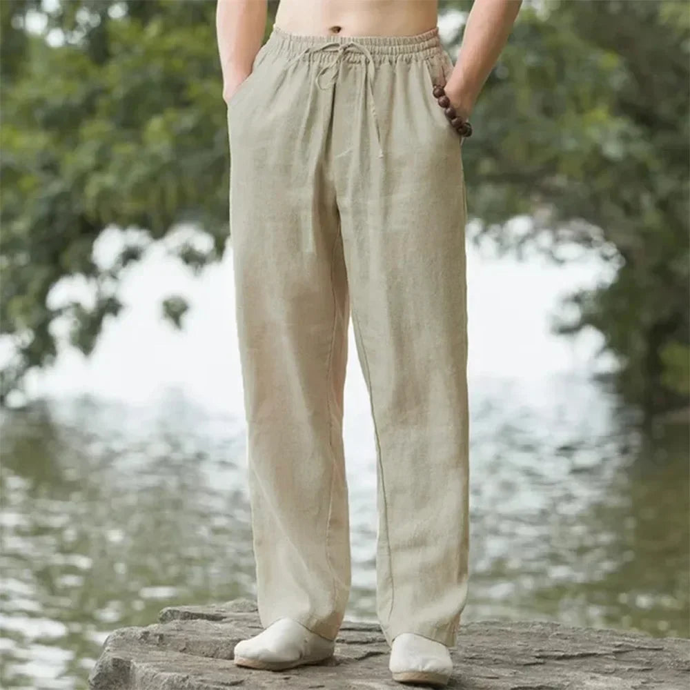 Men's Oversized Summer Cotton-Linen Wide-Leg Pants