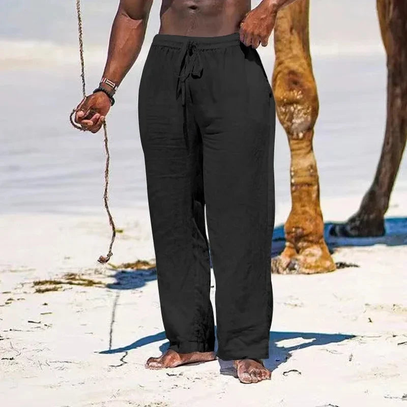 Men's Oversized Summer Cotton-Linen Wide-Leg Pants