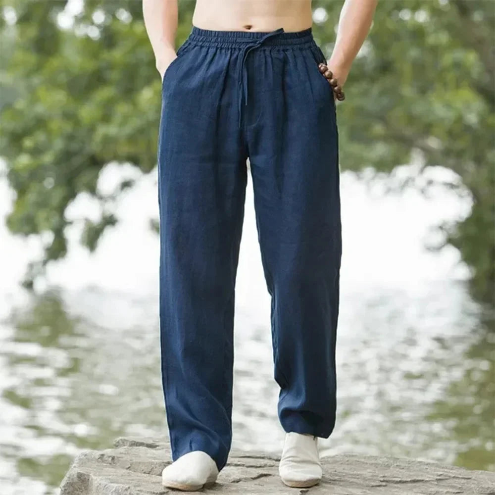 Men's Oversized Summer Cotton-Linen Wide-Leg Pants
