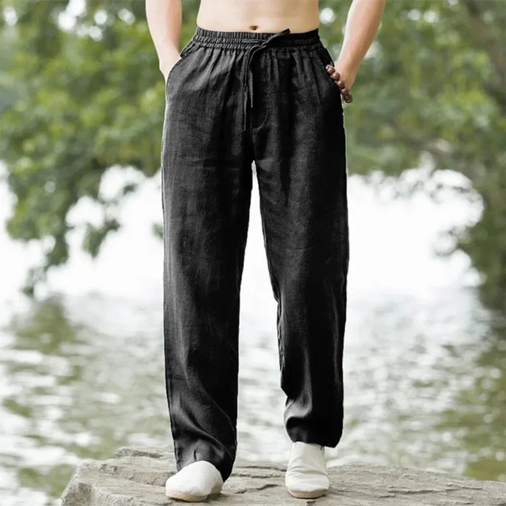 Men's Oversized Summer Cotton-Linen Wide-Leg Pants