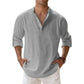 Men's Lightweight Long-Sleeve Henley Cotton-Linen Shirts