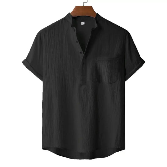 Men's Summer Cotton Linen T-shirt Beach Style Short