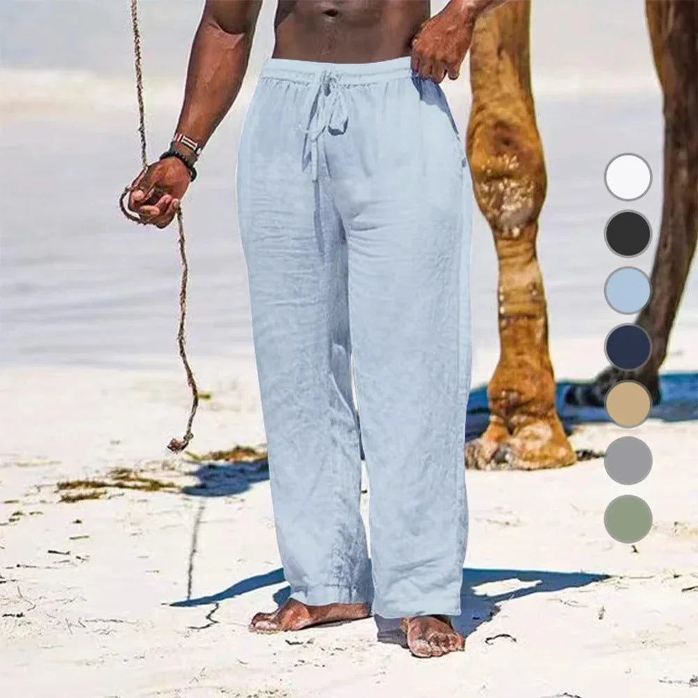 Men's Oversized Summer Cotton-Linen Wide-Leg Pants