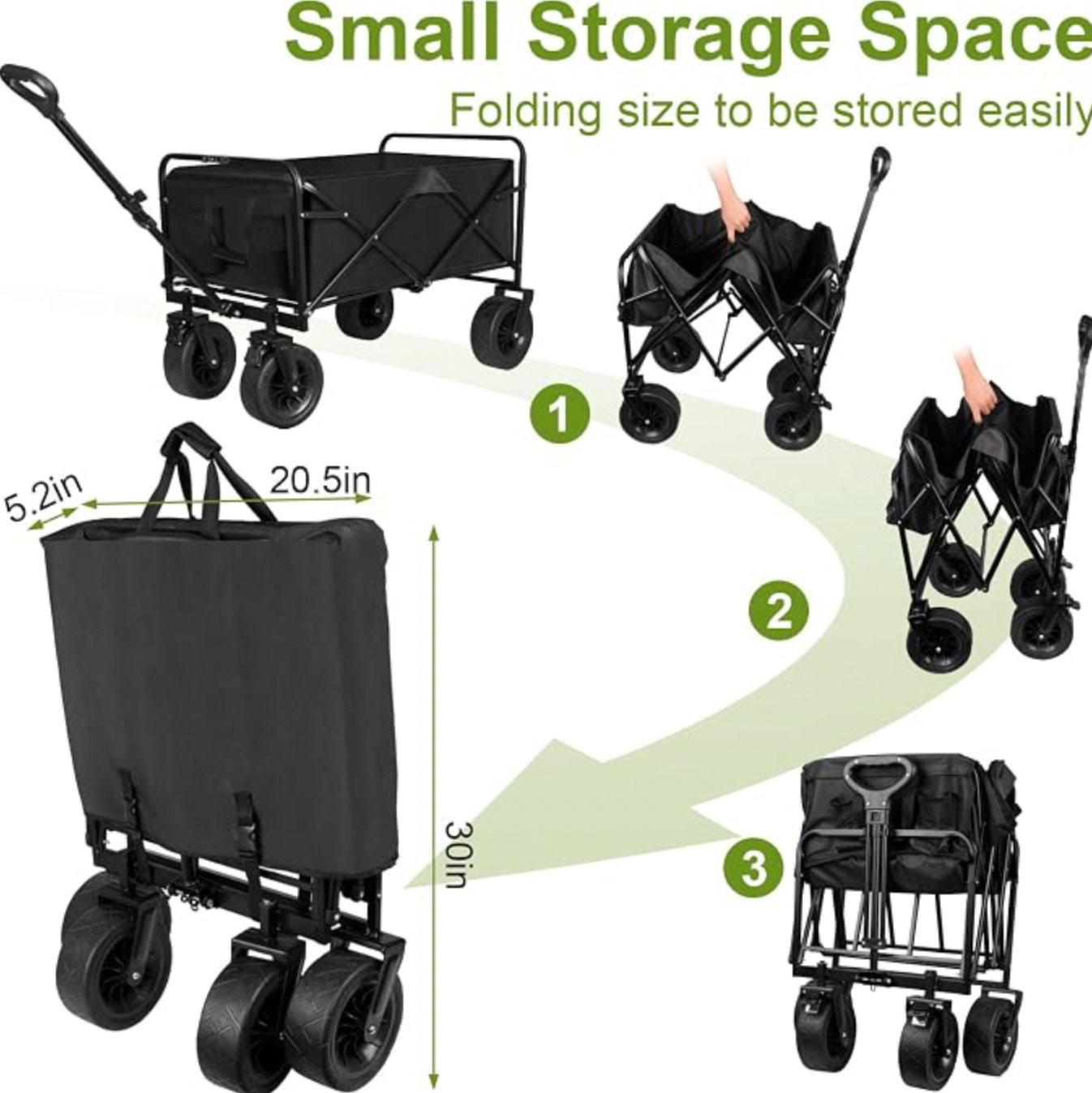 Folding Multi-Use Cart with All-Terrain Wheels
