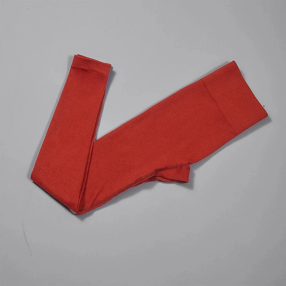 Women's High-Waisted Ribbed Yoga Leggings for Gym and Sport