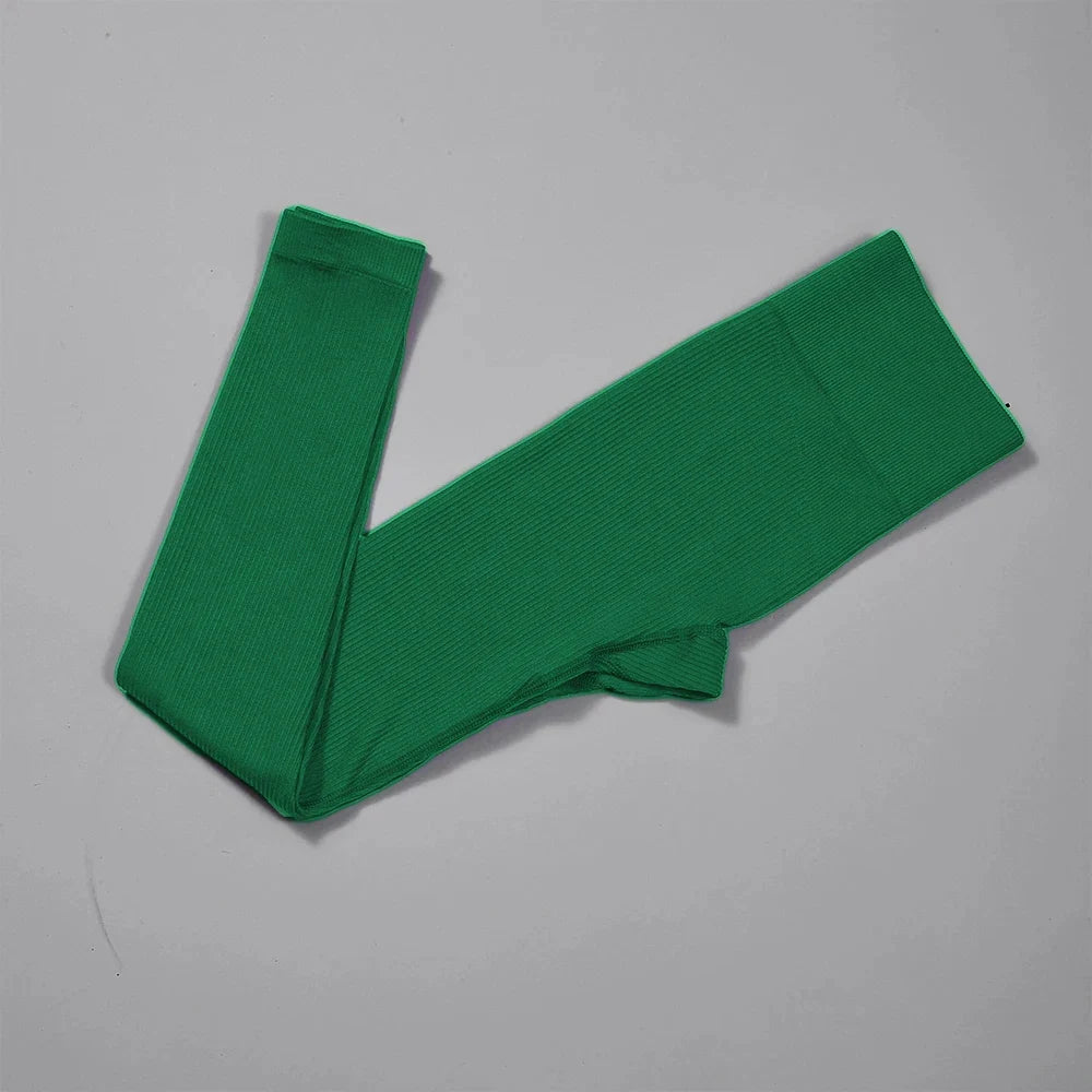 Women's High-Waisted Ribbed Yoga Leggings for Gym and Sport