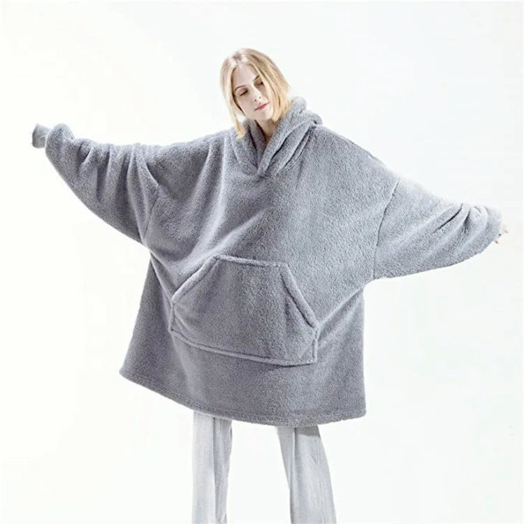 Women's Reversible Winter Fleece Hooded Blanket